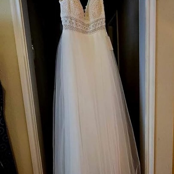 Sorayan Wedding Dresses for Bride Illusory Lace Bohemia V Neck Layers Tulle - Picture 2 of 4